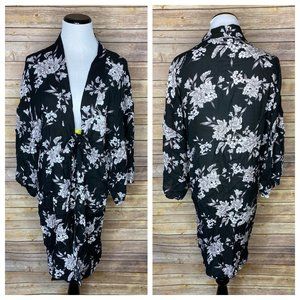 Spiritual Gangster Black Floral Maya Kimono Robe